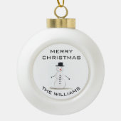 Snowman Merry kerstfeestelijke winterrust Keramische Bal Ornament (Voorkant)