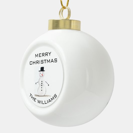 Snowman Merry kerstfeestelijke winterrust Keramische Bal Ornament (Rechts)