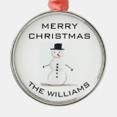 Snowman Merry kerstfeestelijke winterrust Metalen Ornament (Voorkant)