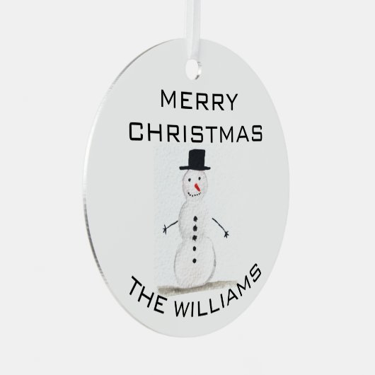 Snowman Merry kerstfeestelijke winterrust Metalen Ornament (Voorkant Rechts)