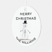Snowman Merry kerstfeestelijke winterrust Metalen Ornament (Voorkant links)