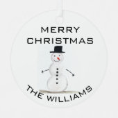 Snowman Merry kerstfeestelijke winterrust Metalen Ornament (Voorkant)