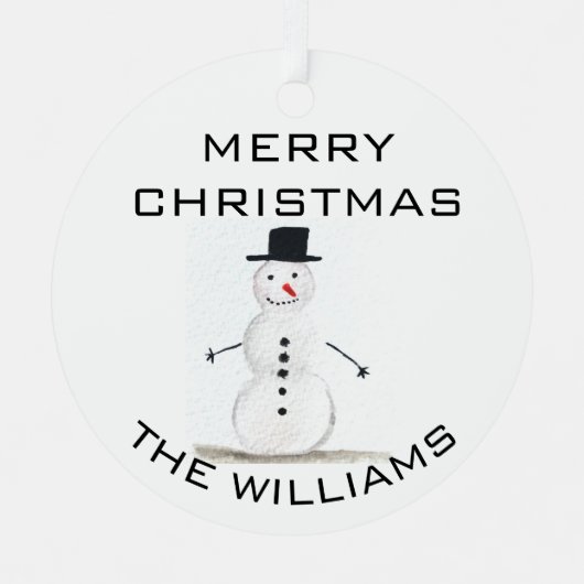 Snowman Merry kerstfeestelijke winterrust Metalen Ornament (Voorkant)