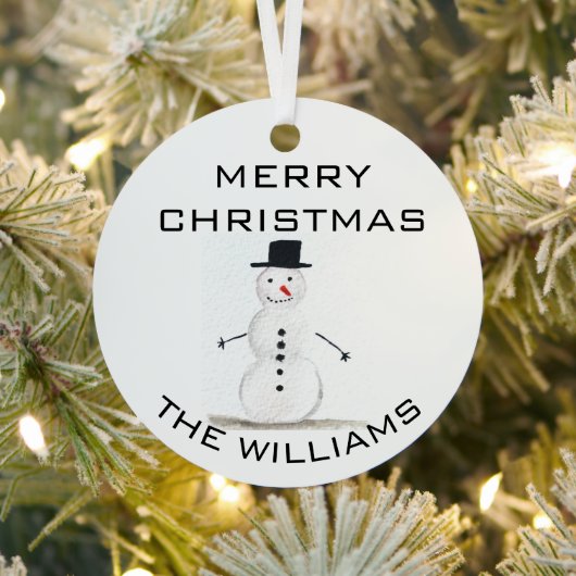 Snowman Merry kerstfeestelijke winterrust Metalen Ornament (Insitu)