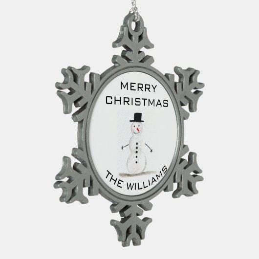 Snowman Merry kerstfeestelijke winterrust Tin Sneeuwvlok Ornament (Links)