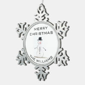 Snowman Merry kerstfeestelijke winterrust Tin Sneeuwvlok Ornament (Rechts)