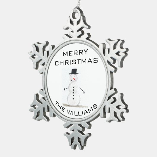 Snowman Merry kerstfeestelijke winterrust Tin Sneeuwvlok Ornament (Rechts)