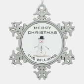 Snowman Merry kerstfeestelijke winterrust Tin Sneeuwvlok Ornament (Voorkant)