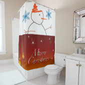Snowman Merry kerstgordijn Douchegordijn (In situ)