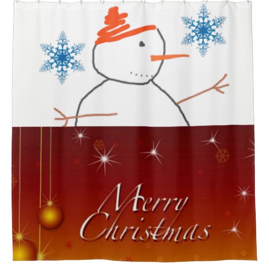 Snowman Merry kerstgordijn Douchegordijn (Voorkant)