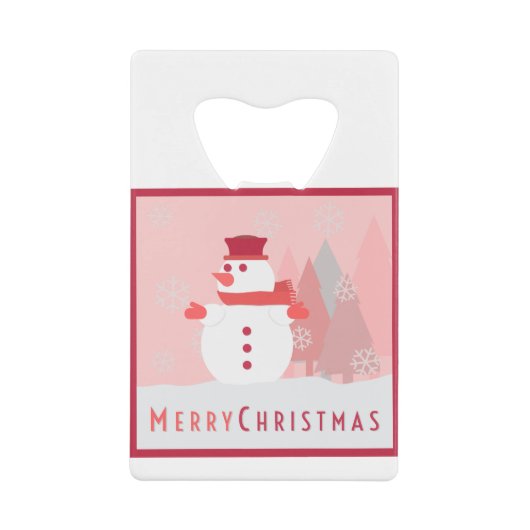 Snowman Merry-kerstkaart Creditkaart Flessenopener (Voorkant)
