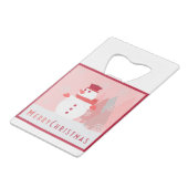 Snowman Merry-kerstkaart Creditkaart Flessenopener (Voorkant Gekanteld)