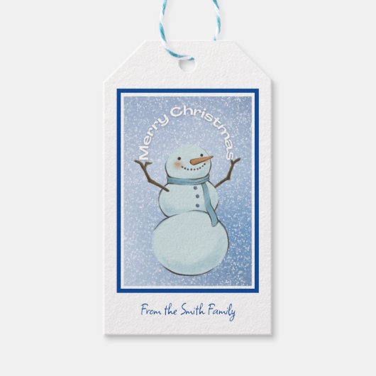 Snowman Merry Kerstmis Cadeaulabel (Voorkant)