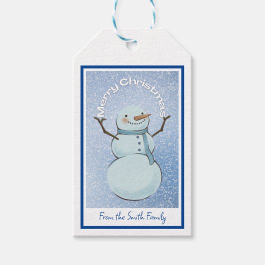 Snowman Merry Kerstmis Cadeaulabel (Voorkant)