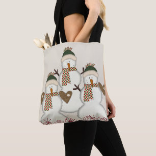 Snowman Merry Kerstmis Canvas tassen