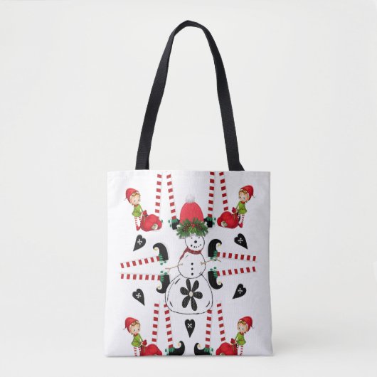 Snowman Merry Kerstmis Canvas tassen Elf (Voorkant)