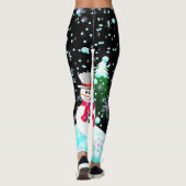 Snowman "Merry Kerstmis" gepersonaliseerd Leggings (Achterkant)