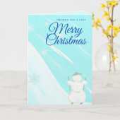 Snowman Merry Kerstmis Kaart (Gele Bloem)