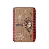 Snowman Merry Kerstmis met Pset en Burlap Badmat (Voorkant Verticaal)