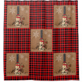 Snowman Merry Kerstmis met Pset en Burlap Douchegordijn (Voorkant)