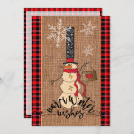 Snowman Merry Kerstmis met Pset en Burlap Kaart<br><div class="desc">Met Burlap textuur Merry Christmas uitnodiging. Een geweldig accent om toe te voegen aan uw Country Snowman Christmas party thema. (ZORG ERVOOR DAT U HET FORMAAT VAN DE AFBEELDINGEN "INDIEN NODIG" WIJZIGT DOOR OP BUTTON AANPASSEN TE KLIKKEN OF CONTACT MET MIJ OP TE NEMEN).Dit product is 100% . *****Klik op...</div>