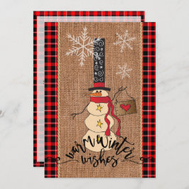 Snowman Merry Kerstmis met Pset en Burlap Kaart