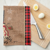 Snowman Merry Kerstmis met Pset en Burlap Theedoek (Quarter Fold)