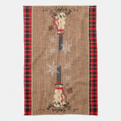 Snowman Merry Kerstmis met Pset en Burlap Theedoek (Verticaal)