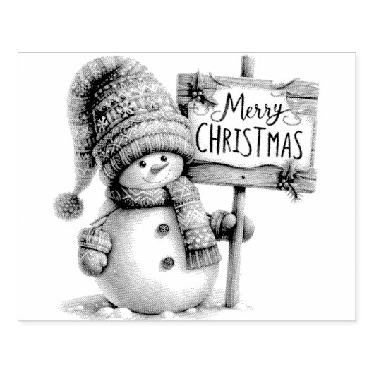 Snowman Merry Kerstmis Rubberstempel (Afrduk)
