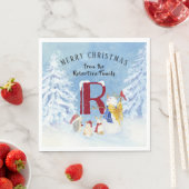 Snowman Merry Kerstparty Woodland Forest Servet (Insitu)