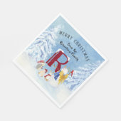 Snowman Merry Kerstparty Woodland Forest Servet (Hoek)