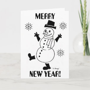 Snowman "MERRY NEW YEAR"-Kaart Feestdagen Kaart