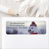 Snowman Merry Xmas Envelope Adres Sticker (Insitu)