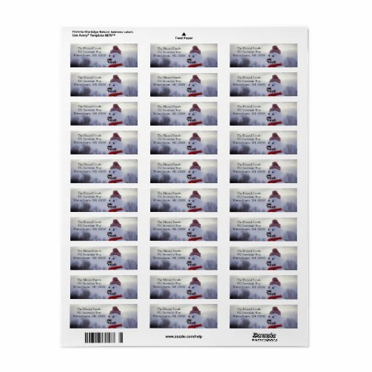 Snowman Merry Xmas Envelope Adres Sticker (Full Sheet)