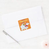 Snowman met beer vierkante sticker (Envelop)
