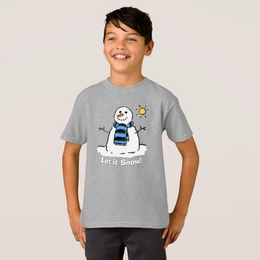 Snowman met Bericht. T-shirt (Voorkant volledig)