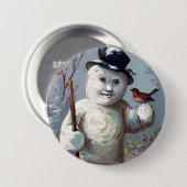 Snowman met Bird en Top Hat Button (Voorkant /achterkant)