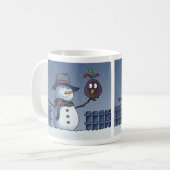 Snowman met Bird Koffiemok (Voorkant links)