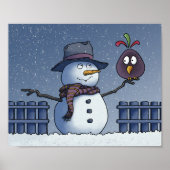 Snowman met Bird Poster (Voorkant)