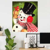 Snowman met Bird Poster (Thuiskantoor)