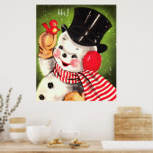 Snowman met Bird Poster (Keuken)