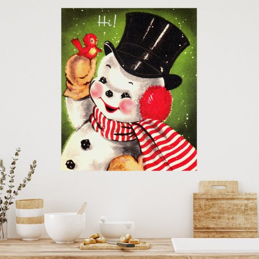 Snowman met Bird Poster (Keuken)