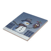 Snowman met Bird Tegeltje (Zijkant)