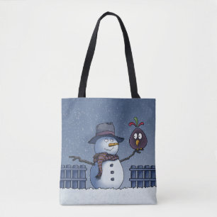 Snowman met Bird Tote Bag