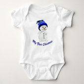Snowman met blauw Pet Baby Romper (Voorkant)