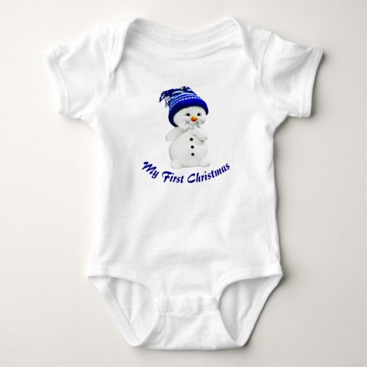 Snowman met blauw Pet Baby Romper (Voorkant)