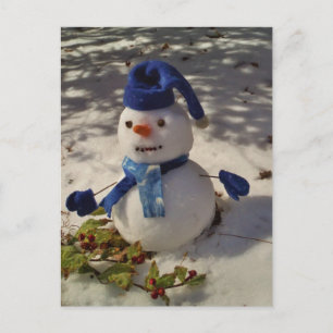 Snowman met blauw Pet en Scarf Briefkaart