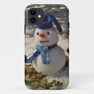 Snowman met blauw Pet en Scarf iPhone 11 Hoesje