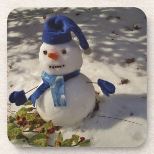 Snowman met blauw Pet en Scarf Onderzetter