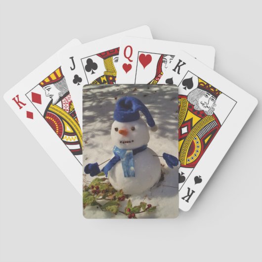 Snowman met blauw Pet en Scarf Pokerkaarten (Achterkant)